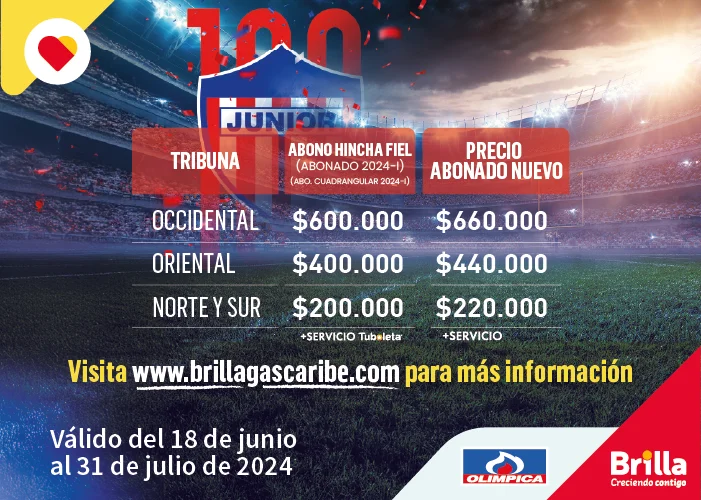 Precio abonos Junior 2024