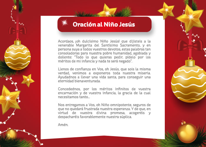 a realizar la oracion al divino nino jesus