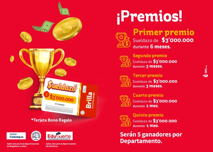 Premios y ganadores del sueldazo Brilla Gases del Caribe