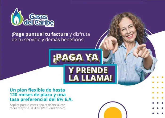 gases del caribe te invita a pagar puntual y recibir varios beneficios